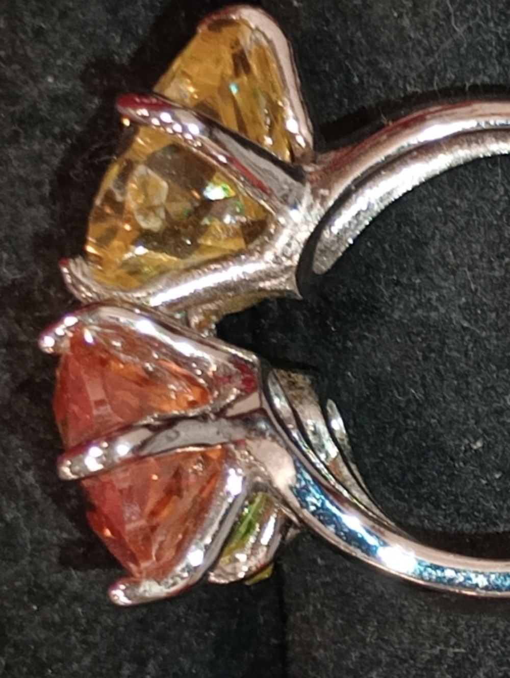 Park Lane Orange, Yellow & Green Crystal Flower Ring - Picture 5 of 14